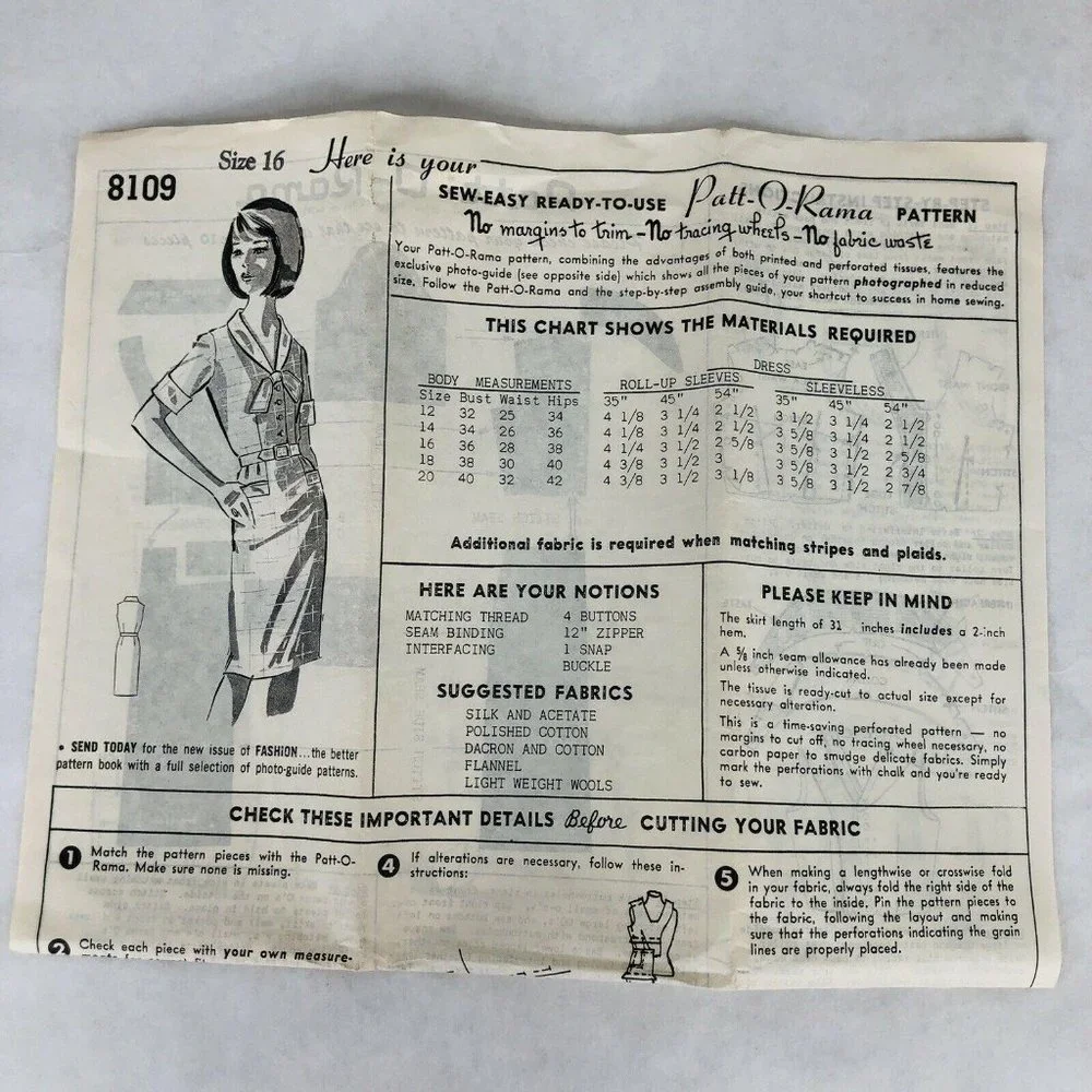 Shirtwaist Dress PattORama Mail Order‎ Sew Pattern